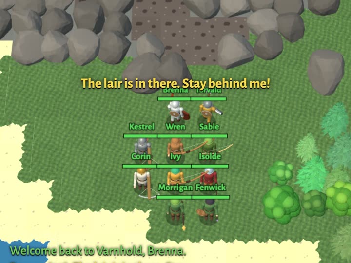 A hunting party with bows drawn at the mouth of a dragon lair